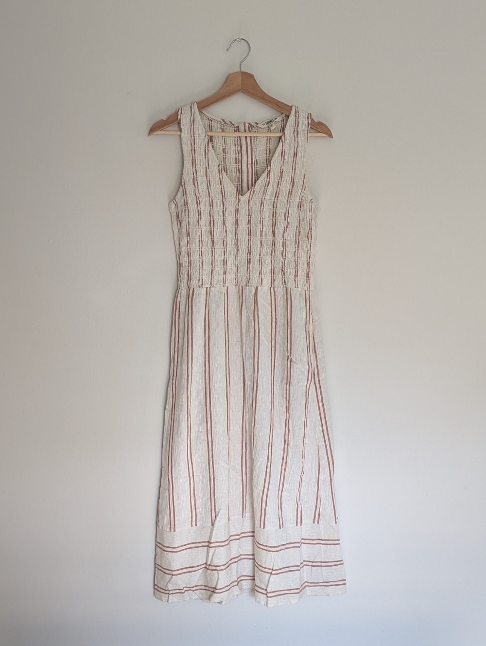 Fat Face Cream Maxi Dress with Rust Stripe Detail